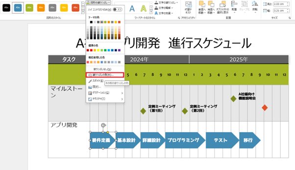パワーポイント内で色を選択する際に使用するツール「カラーピッカー」.